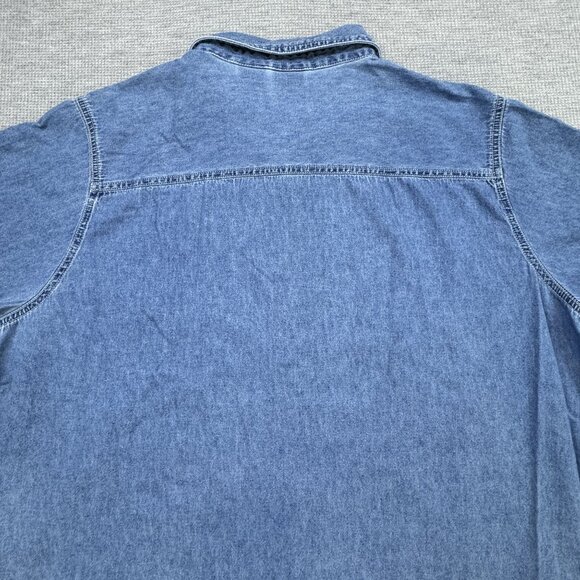 Curious George Womens Embroidered Denim Button-Up Shirt 22W Cotton Short Sleeve - Picture 7 of 14